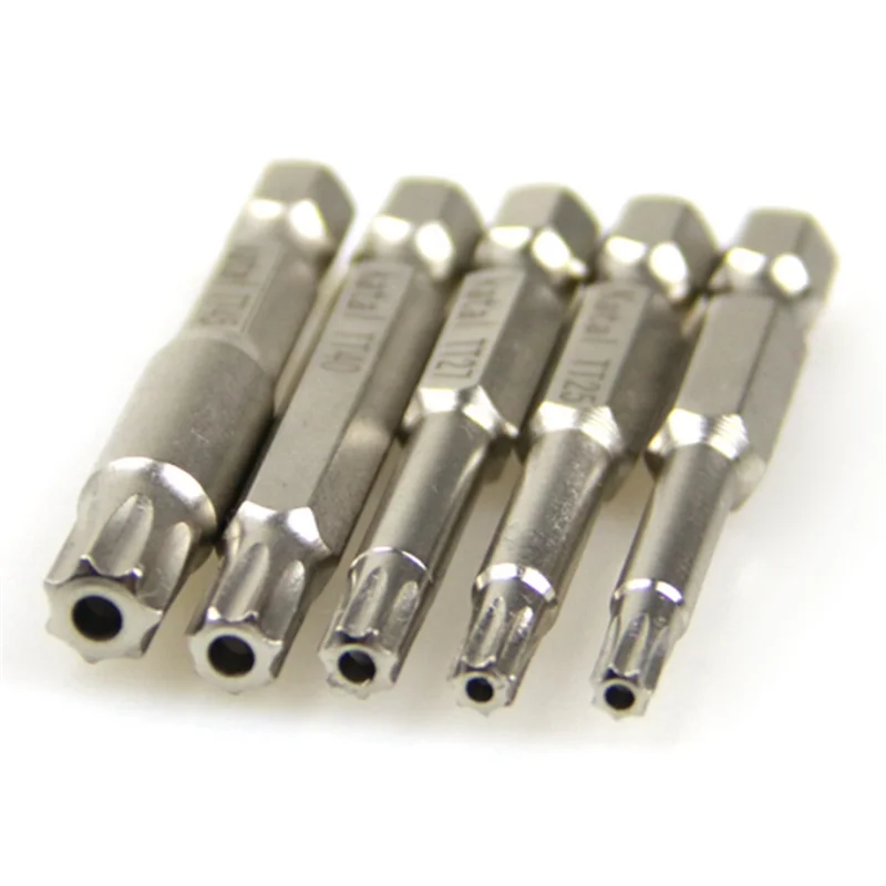 Most-7-Pointed Hole Phillips Screwdriver Bit TT20 TT25 TT27 TT40 TT45 5 Pieces Hexagonal Handle Seven-Pointed Star Screwdriver B