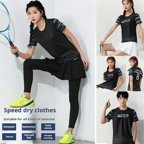 Summer Men Women's Badminton Set Short-Sleeved Jerseys / Shorts / Pantskirt Tennis Suit Quick-Drying Running Training Suits