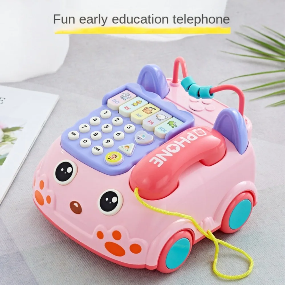 Máquina de Aprendizagem Precoce dos Desenhos Animados Educacionais para Crianças, Baby Music Car, Simulação Telefônica, Forma de Ônibus, Brinquedo Telefônico para Crianças