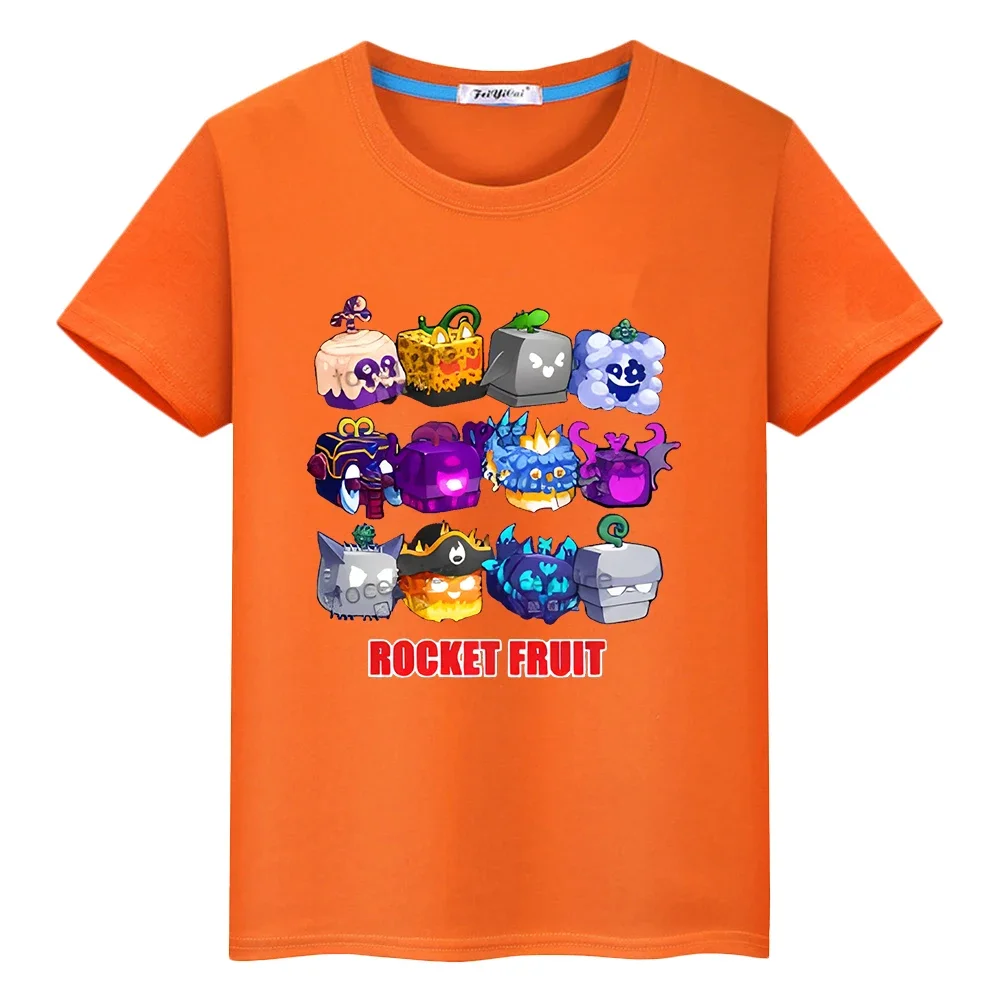 

New Game Blox Fruits 100%Cotton t shirt for kids boy 10years Short Tops anime Tees y2k one piece pride tshirt kids clothes girls