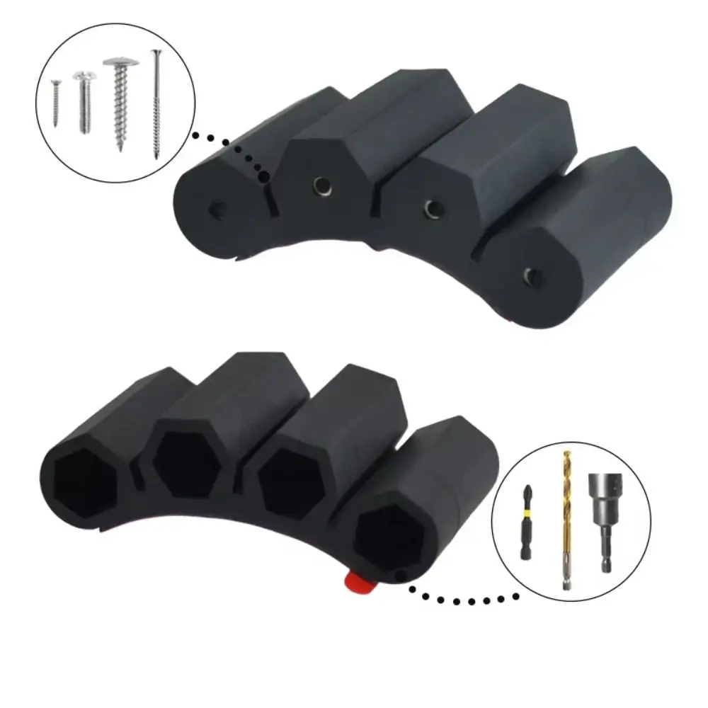 3/4 Holes Drill Bit Holder Drill Add-on Quick Change Rubber Bit Storage Clip Self-adhesive Wear-resistant