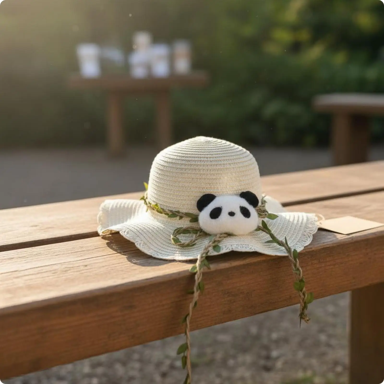 Cartoon Panda Beach Hat Breathable Children's Sun Hat Protection Headwear for Outdoor, Travel, Tourist Spots