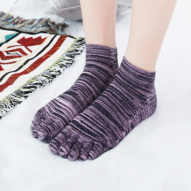 5 Pairs Women's Casual Colorful Cotton Five Finger Socks Short Tube Striped Japanese Style Fashion & Trendy Socks Harajuku
