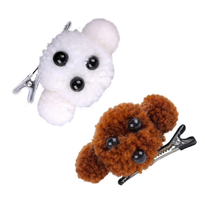 2lots Sweet Simple Plush Hair Clip Fashionable Autumn Winter Hair Pin Antiskid