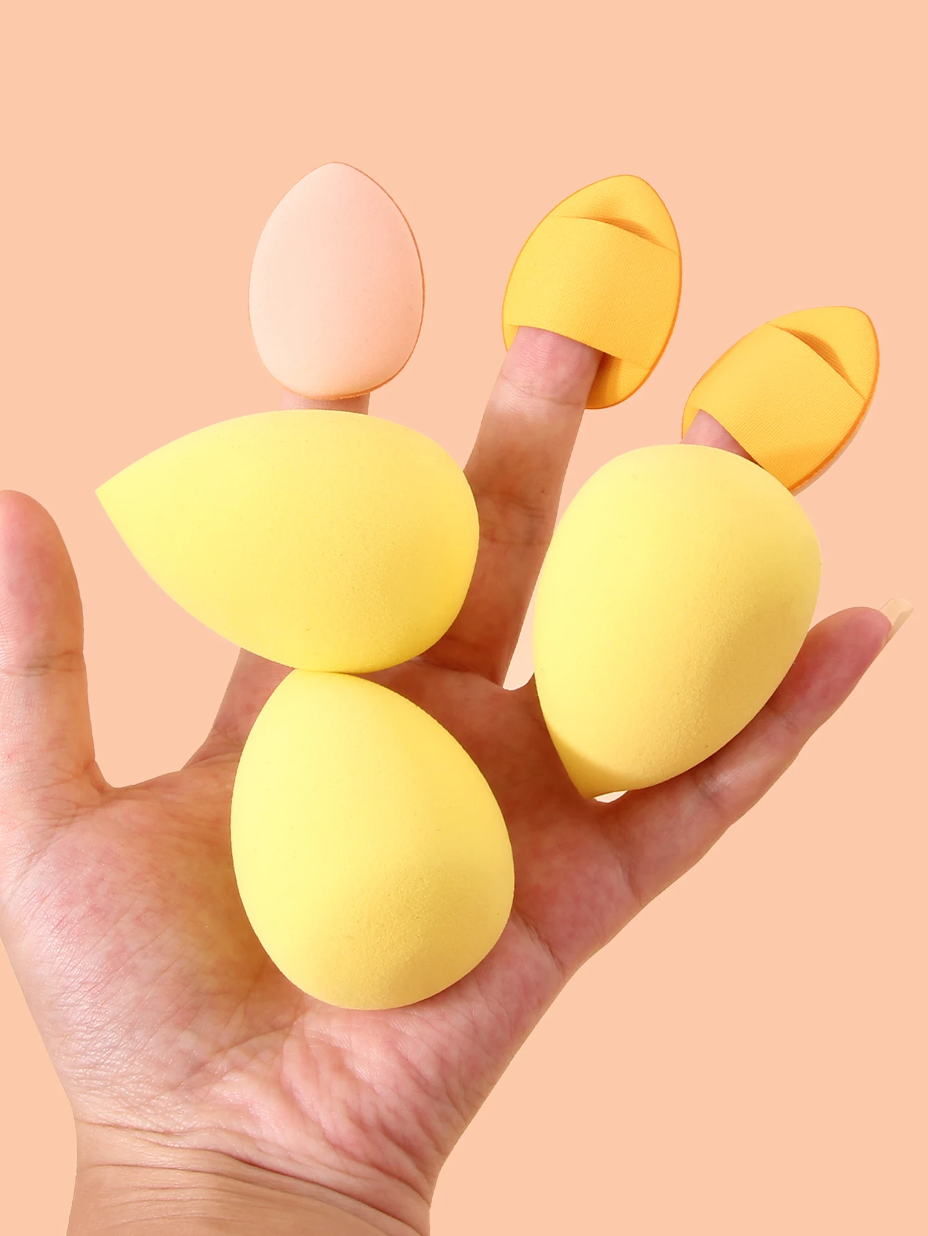 مجموعة إسفنجة مكياج صفراء مكونة من 6 قطع، منتفخة لبودرة بيض مكياج قطرة الماء، كريم أساس ناعم وصديق للبشرة وأداة خاصة كونسيلر