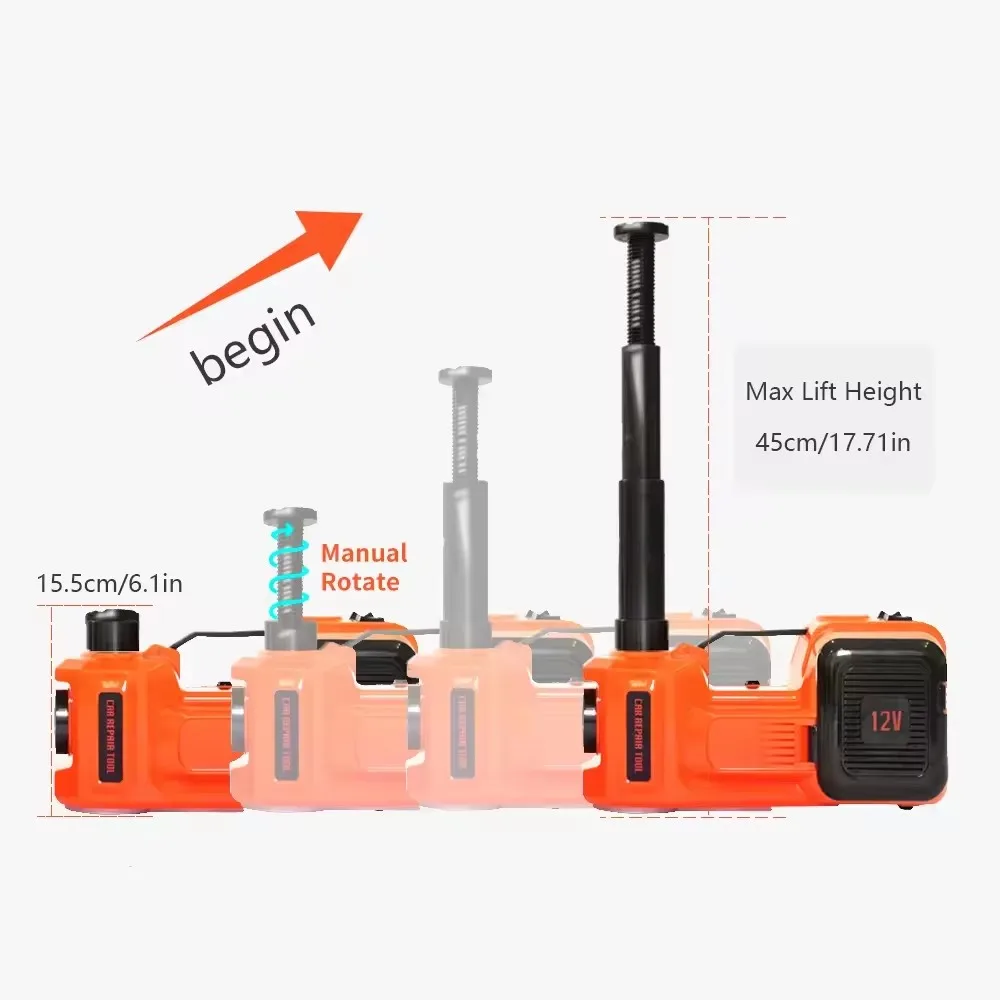 5 in 1 Electric Hydraulic Car Jack 5T 12V Car Jacks With Impact Wrench Tire Inflator Built-in LED Light view 3
