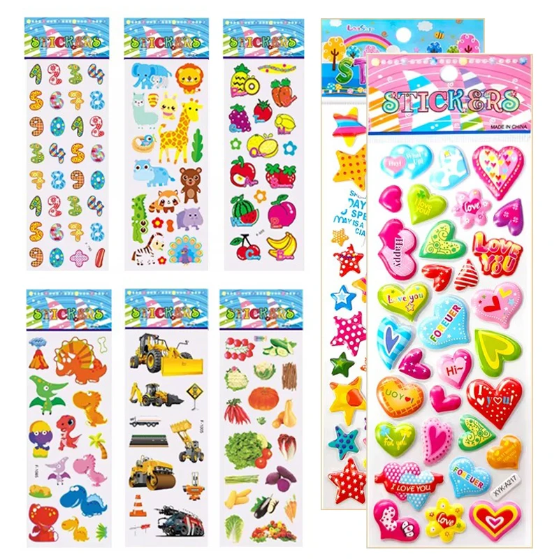 12pcs/set 3D Bubble Sticker Stationery Stickers Office Educational Supplies Scrapbook Album Decoration School Student Reward TMZ