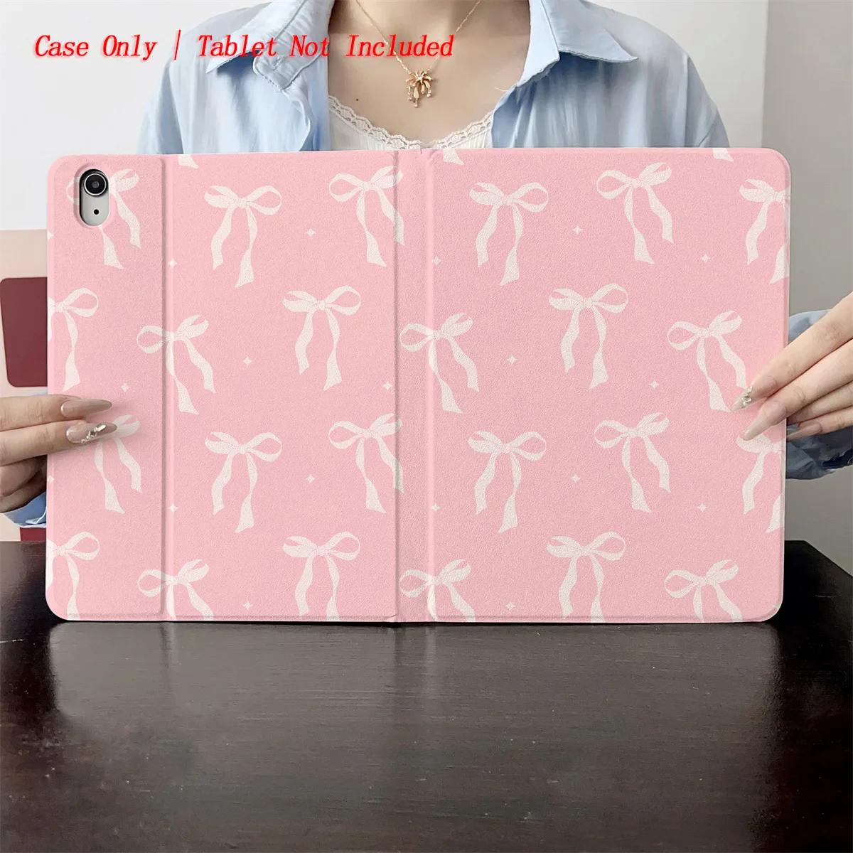 

Elegant Pink Background & White Bowknots iPad Case for Pro 11 2nd Gen Air 3 9.7 Mini 5 7.9 Shockproof Bumper Cover
