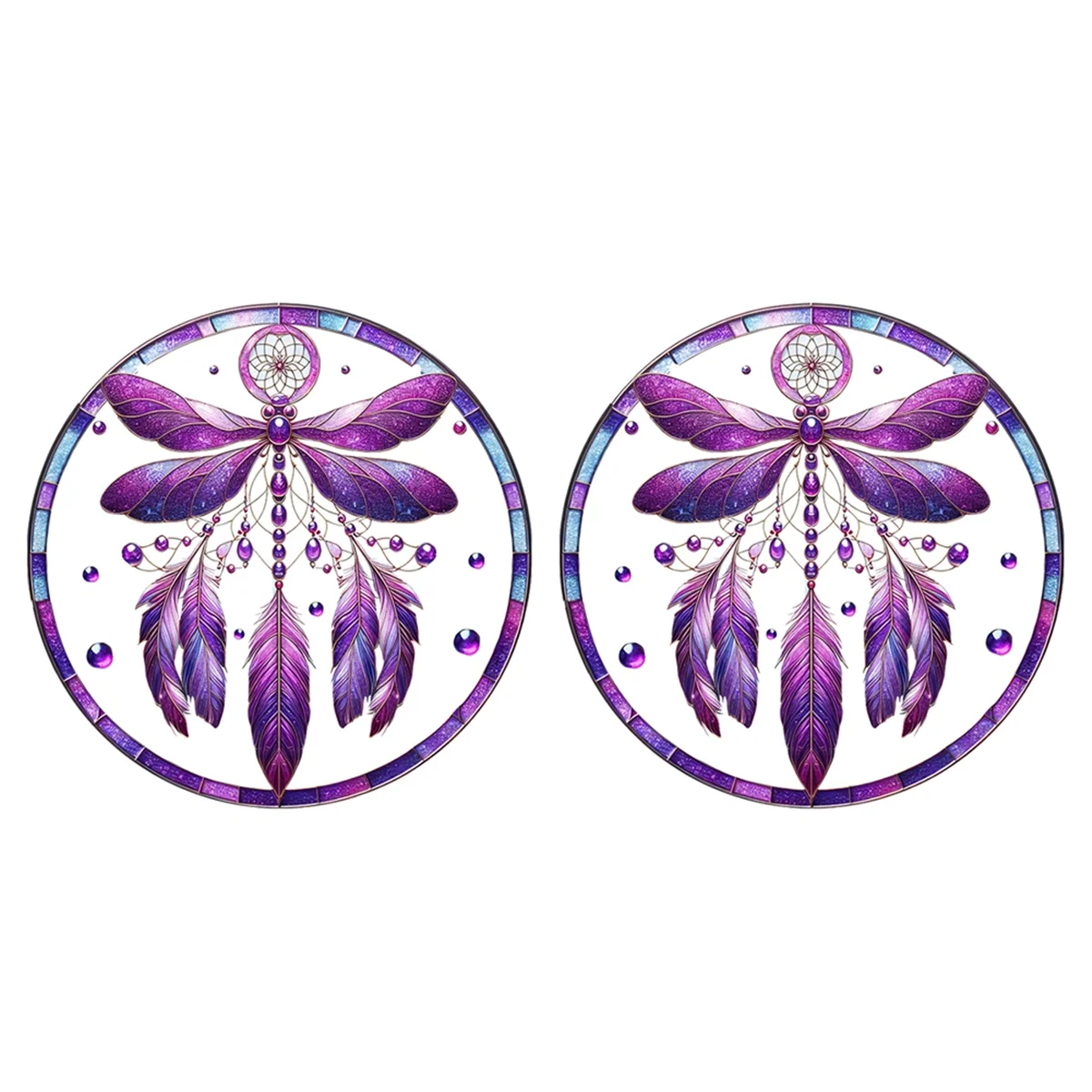 A71P Dragonflys Dreamcatchers قلادة مستديرة اللون قلادة أكريليك مع حبل