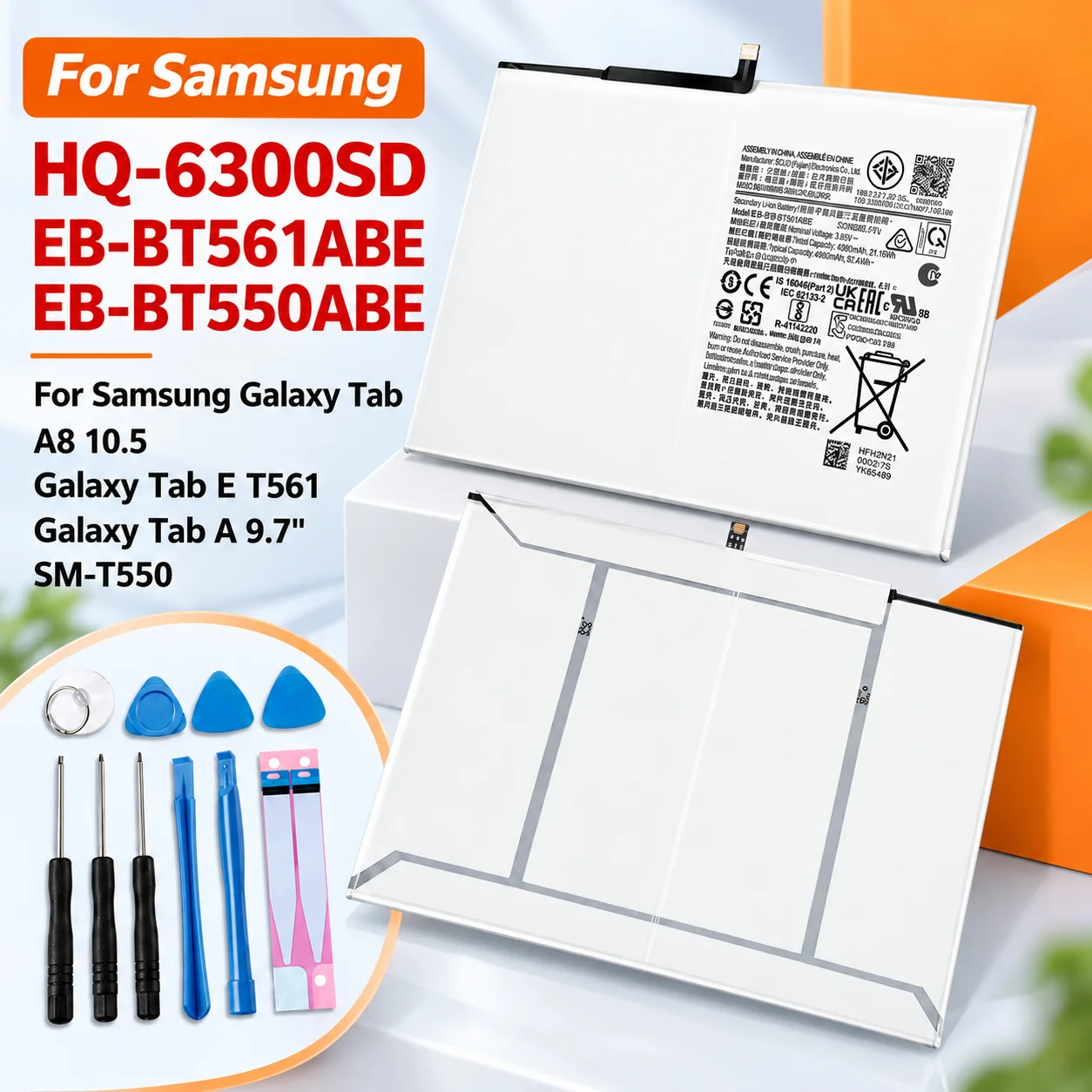 Compatible Replacement Battery for Samsung Galaxy Tab A 9.7 /Tab E, Models EB-BT550ABE EB-BT561ABE, HQ-6300SD HQ-6300NA Tablet