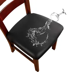 Waterproof PU Leather Chair Cover Stretch Chair Cushion Seat Cover For Kitchen Dining Room