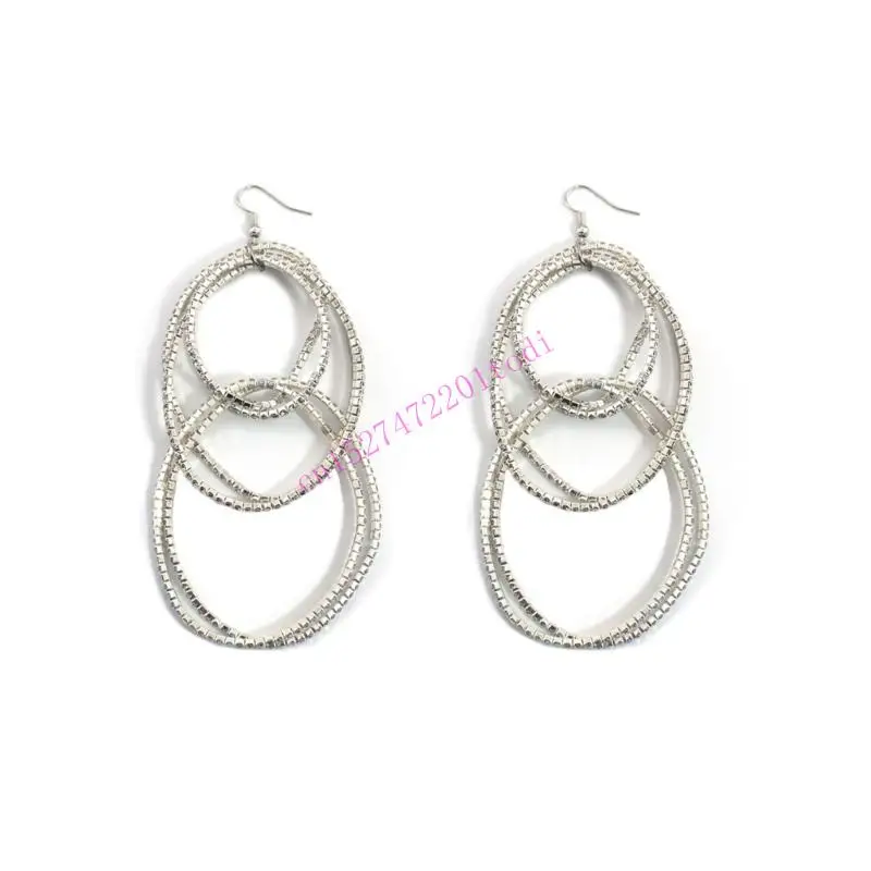 M76B Multi Layer Circle Drop Earrings With Allergy Resistant Coating Stylish Ear Jewelry Gift For Her Secure Fastening Design