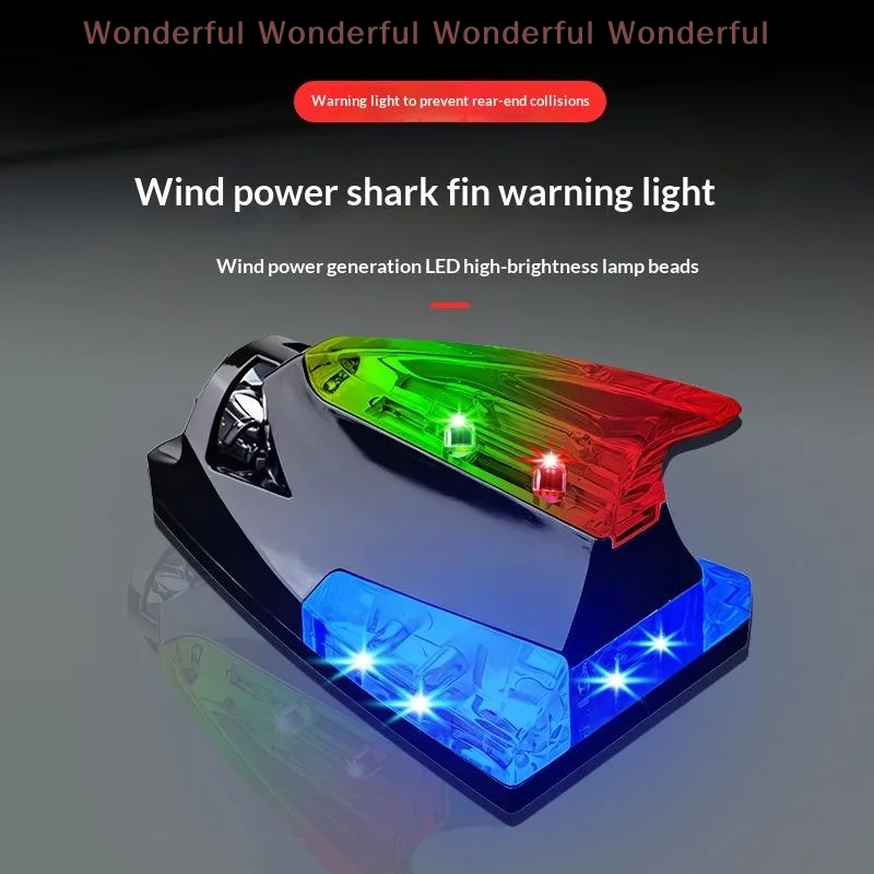 Universal Car Truck Roof Wind Powered LED Light Safety Warning Lamp for Night Road Visibility