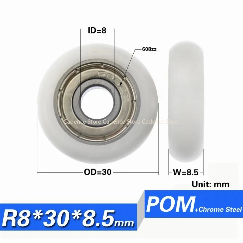 10PCS 608zz 698ZZ bearing coated POM cashbox roller shutter shower glass door wheel INNER DIA. 8MM Round type fiiting bearings