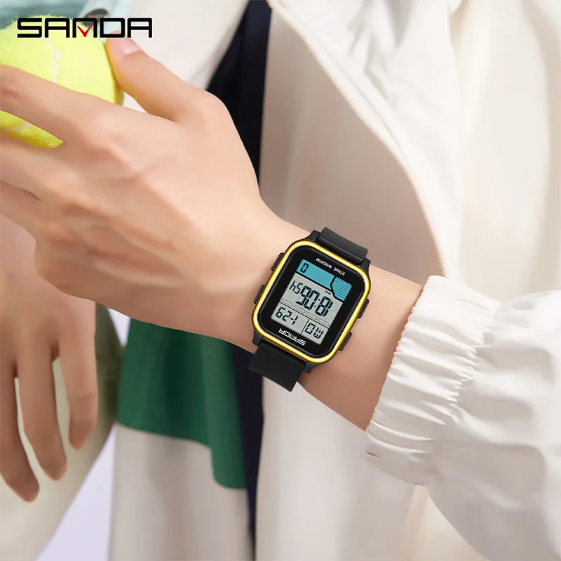 SANDA 2210 Sports Men's Electronic Watch Multifunction Calendar Luminous Countdown Waterproof Student Digital Watch reloj hombre