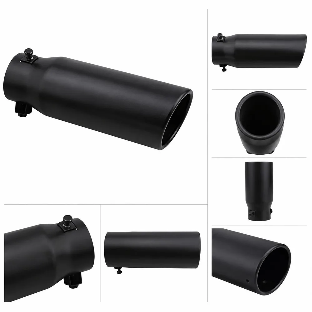 Stainless Steel Car Exhaust Tail Throat 8.5in Extension 7682A Matte Black/Bright Silver for Ford Mustang 2015-2023