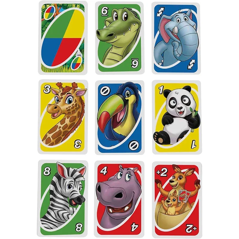 Mattel Games UNO Junior  Zoo Card Game for Family Night Featuring UNO Zoo Junior Gifts for children aged 3 and above