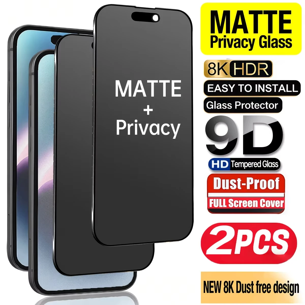 2Pcs Matte Privacy Screen Protector For iPhone 17 16 15 14 13 12 11 Pro Max 8 7 Plus Air XR XS X SE Frosted Ceramic Soft Film