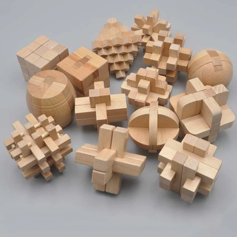Luban Lock-puzzel Ontgrendel interlockspel IQ-test Houten hersenkrakers voor volwassenen Kinderen Logica Smart Mind Challenge Educatief speelgoed
