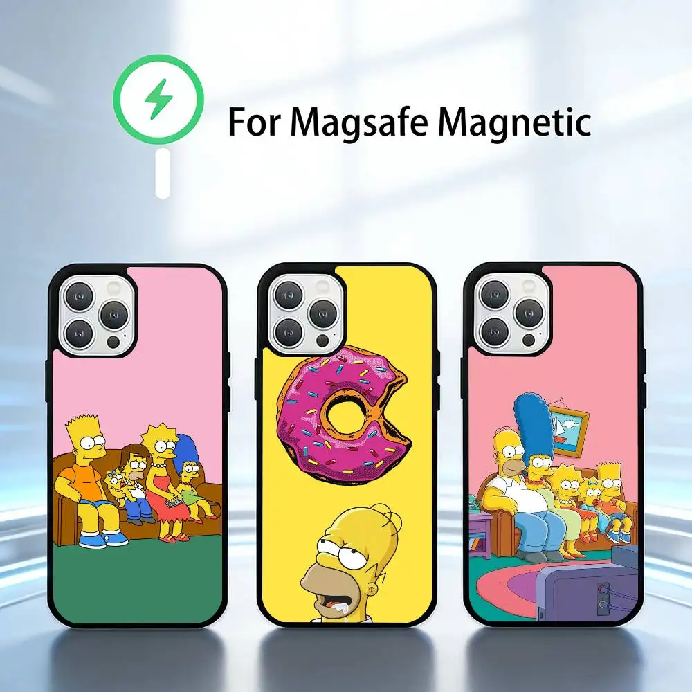 

Cartoon The S-Simpsons Anime Phone Case For iPhone17,16,15,14,13 Plus,Pro Max Magnetic For Magsafe Wireless Charging