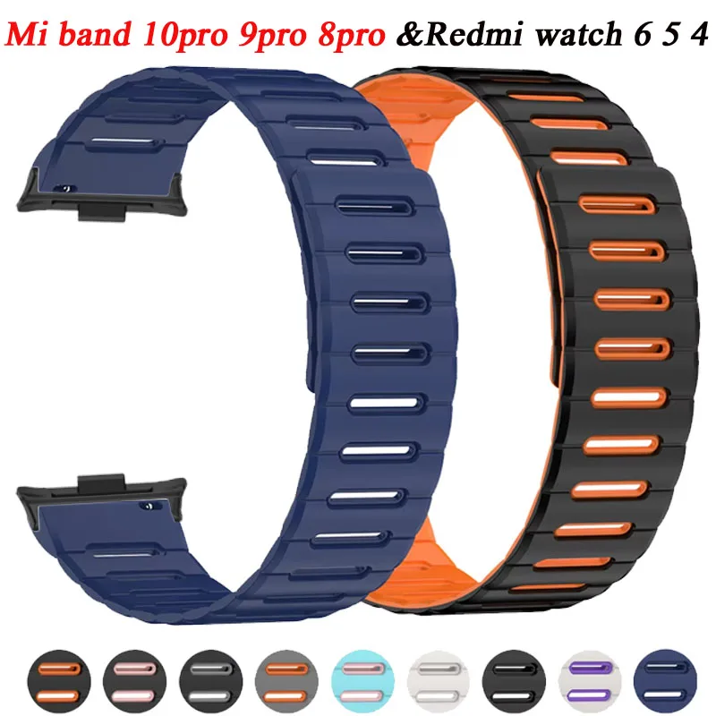 Magnetisches Silikonarmband für Xiaomi Mi Band 10Pro 9Pro 8Pro Sportarmband für Redmi Watch 6 5 4 Smartwatch Correa Armband