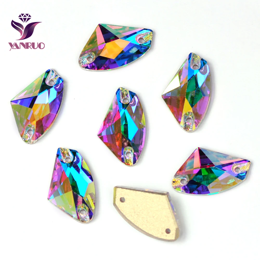 YANRUO 3256 Galactic All Sizes Crystal AB Sewing Rhinestones Sew on Weeding Dress Clothing Stones Flatback Crystals Diamonds