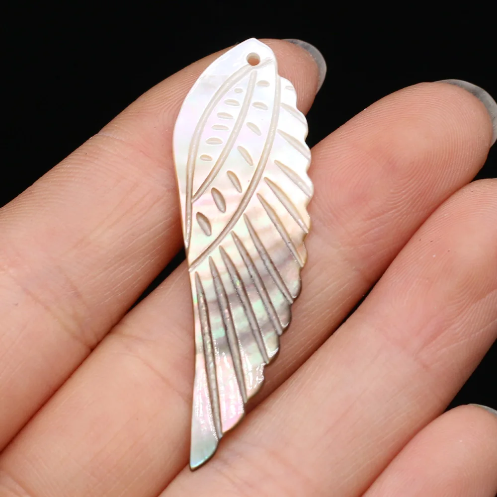 Natural Freshwater Black Shell Pendant with Exquisite Wing Shaped Beaded Jewelry Making DIY Necklace Earrings Accessories Gift