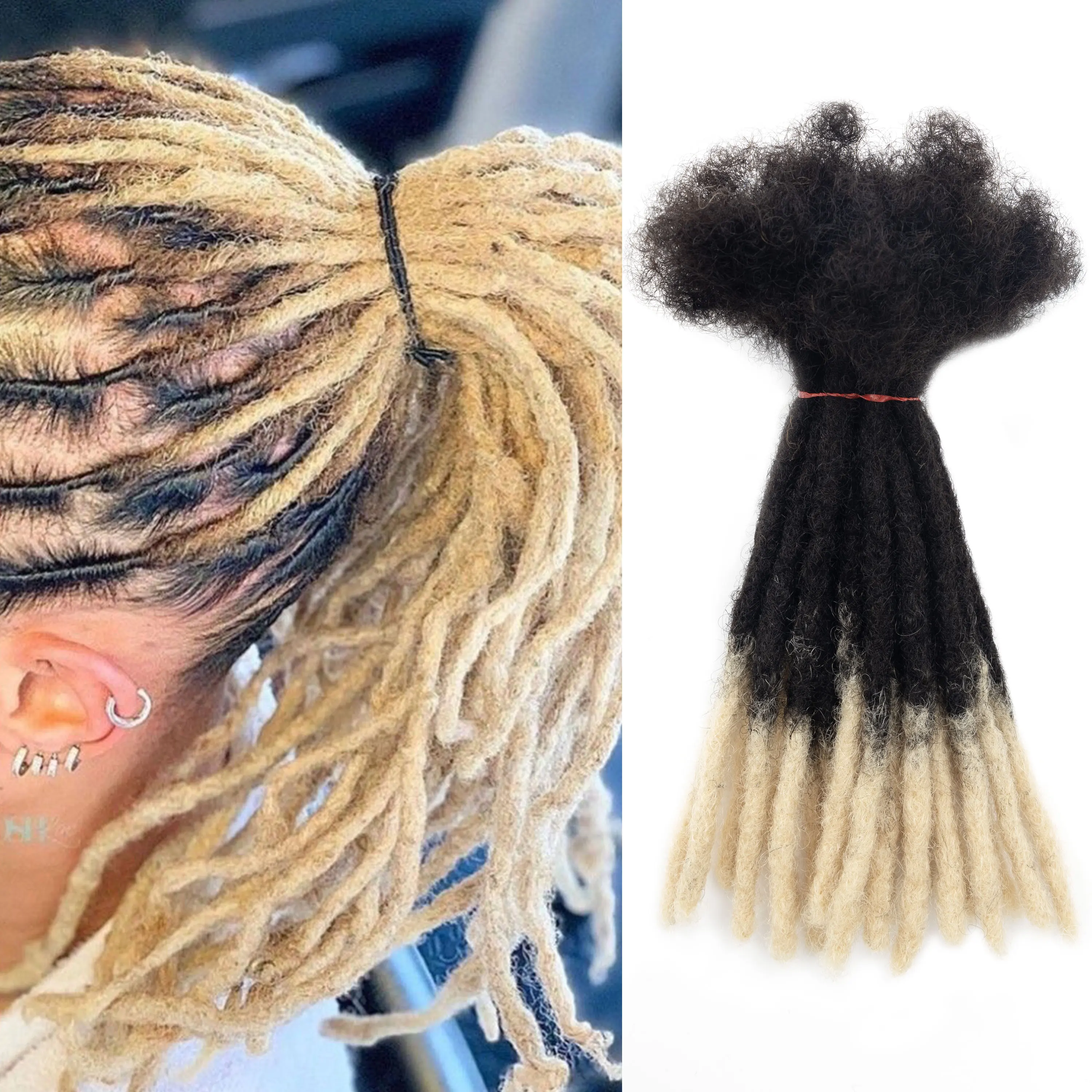 

20 прядей/упак. 1B/613 дреды, Лидер продаж, дреды с эффектом омбре, 0,6 см, наращивание дредов, афро-кудрявые локоны, человеческие волосы, натуральные для мужчин