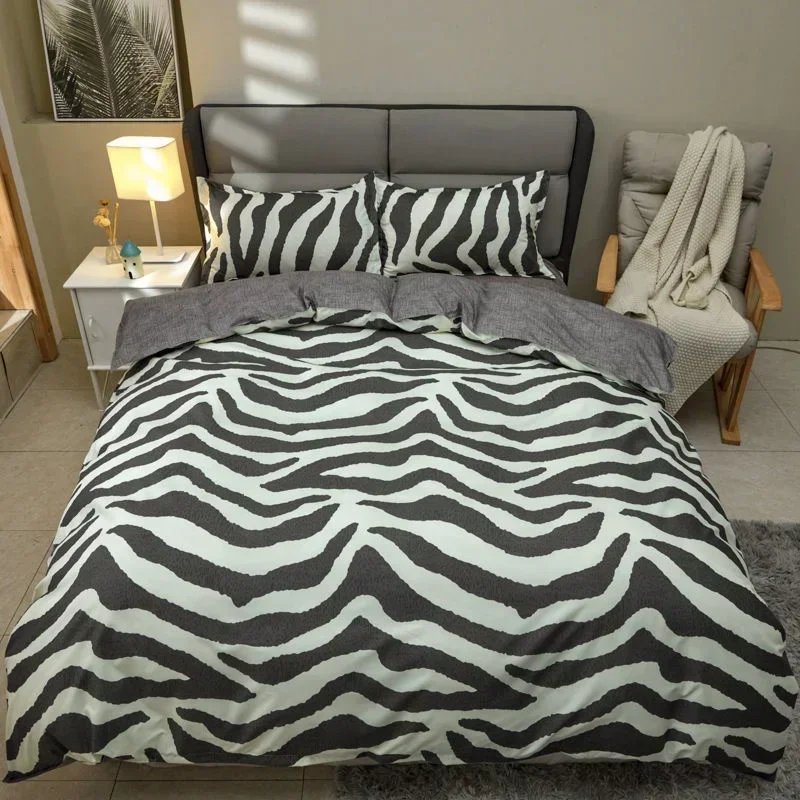 Stripes Duvet Cover Pillowcase Fashion Black White Grid Striped Bedding Set Bed Linens Quilt Cover Queen King Bedspreads