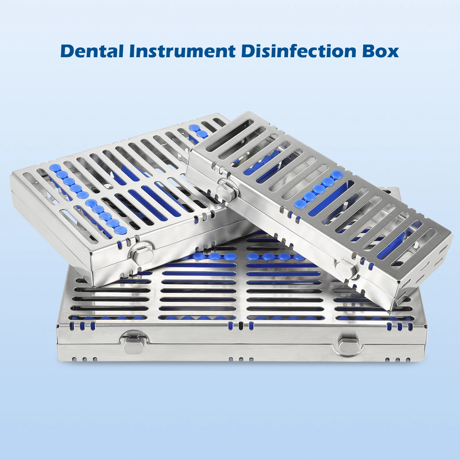 

Dental Sterilization Rack Surgical Sterilization Box Stainless for 5-10 Instruments Dental Cassette File Burs Disinfection Tray