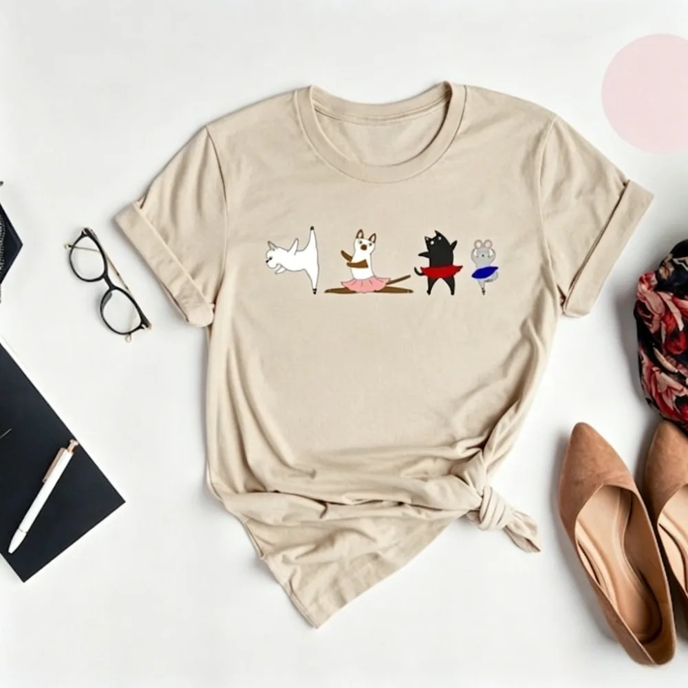 camiseta-para-professores-de-danca-camiseta-com-estampa-de-personagens-de-bailarina-camiseta-feminina-para-o-dia-a-dia-verao-casual
