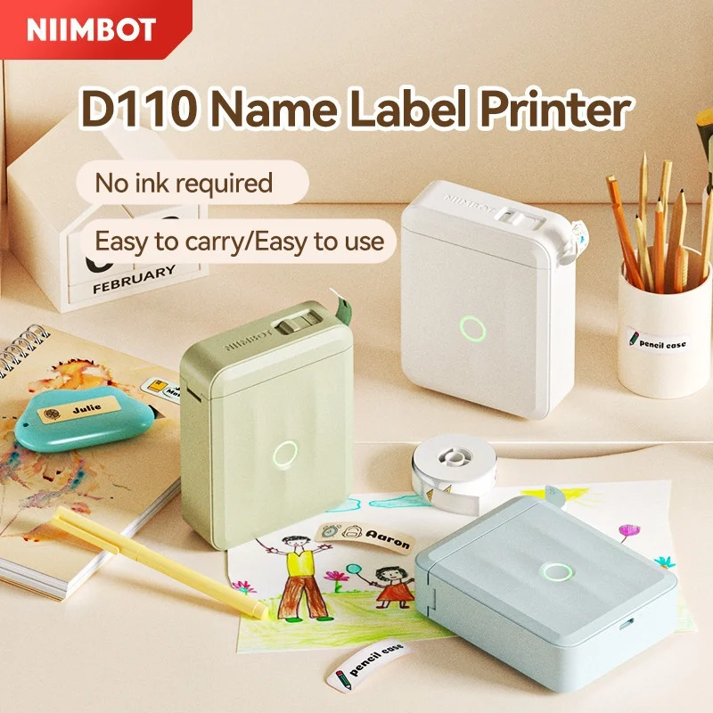 Niimbot D110 Upgraded Version Label Printer Mini Portable Inkless12-15mm Name Sticker Label Maker