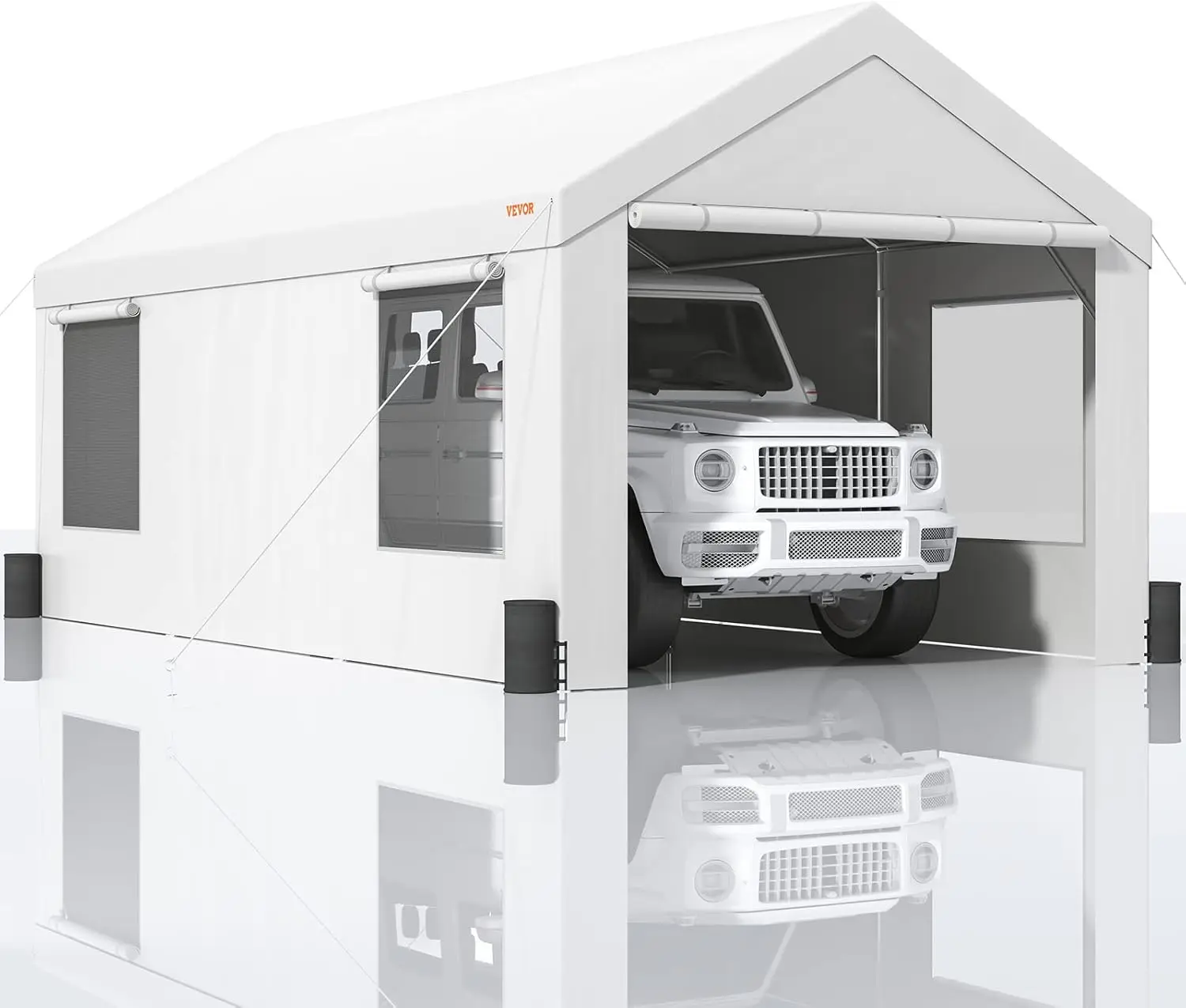 Vevor Carport, 10X20Ft Heavy Duty Car Canopy, Portable Garage With Roll-Up Ventilated Windows & Removable Sidewalls, Uv