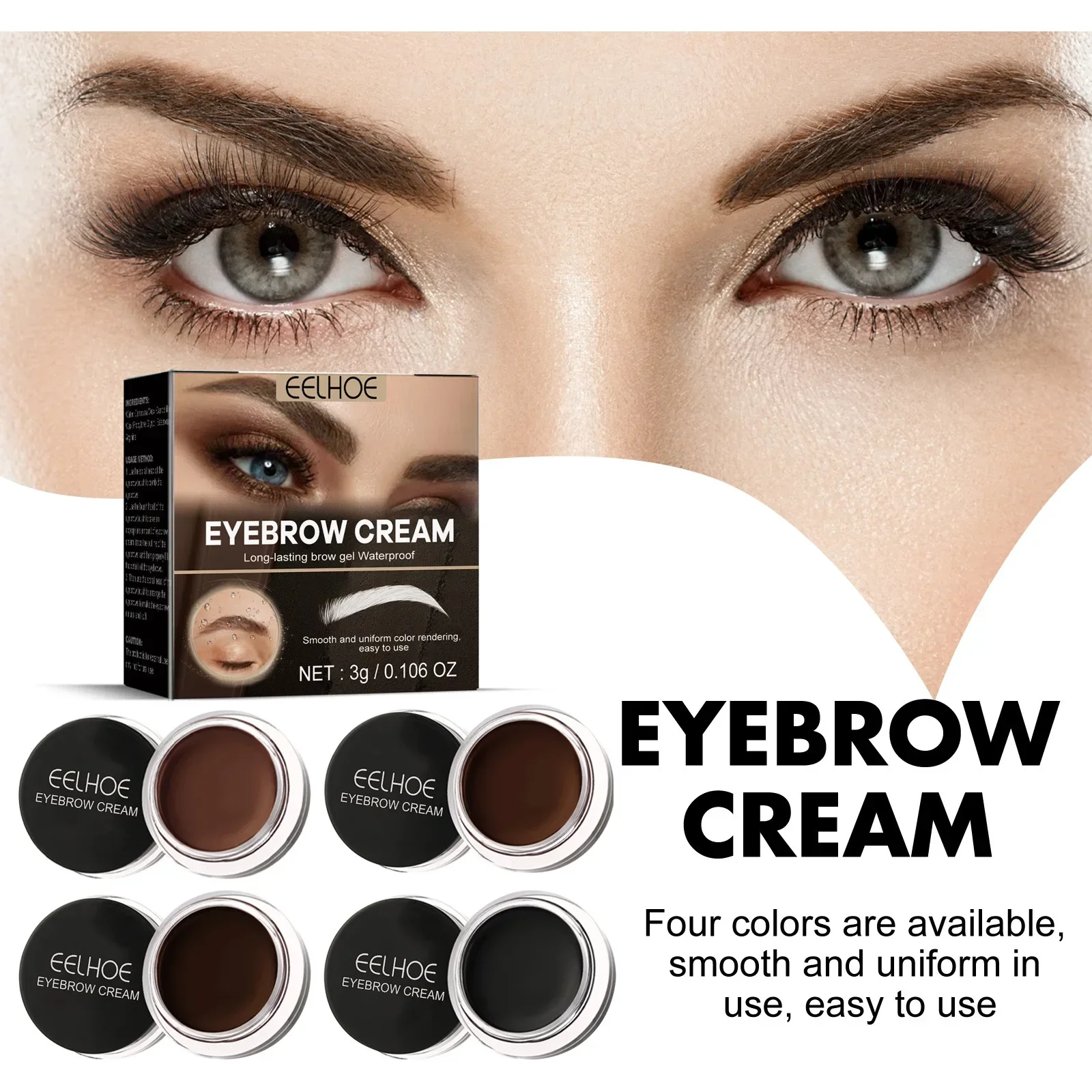 EELHOE-Creme de sobrancelha, impermeável, duradouro, tingimento natural, maquiagem dos olhos, multifunções, ferramentas de escova, sobrancelha, Wi