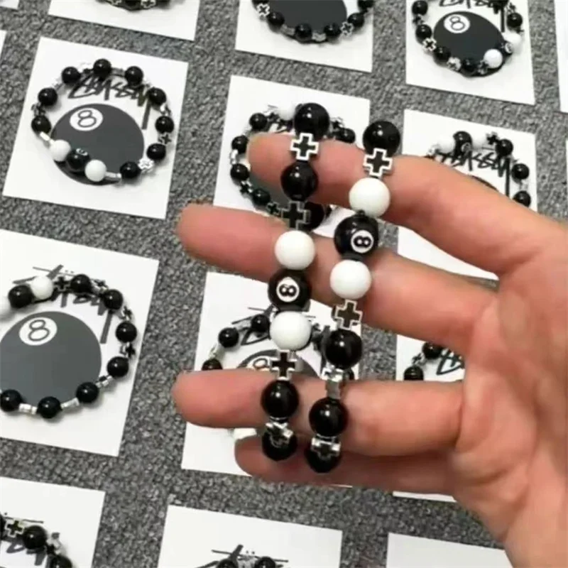 Neue Billard Perlen Schwarz 8-Hand Armband Damen Männer Kreuz Glück Mode Schmuck Zubehör – Detail 3