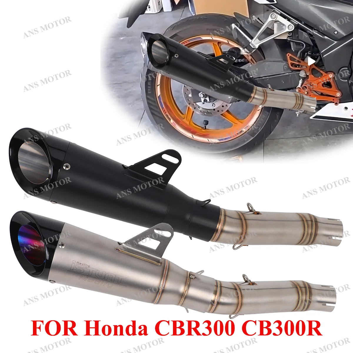 

For CBR300 CB300R CB300F CBR300R 2012-2024 Motorcycle Exhaust Slip On Escape System 51MM Middle Link Pipe CBR300 Exhaust