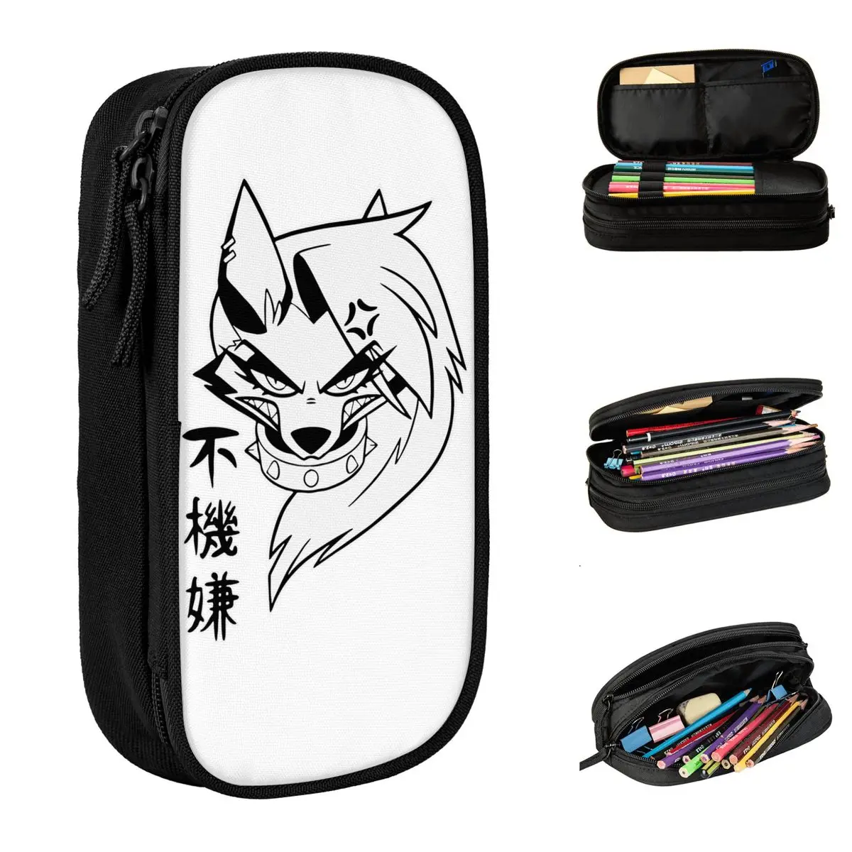 

Loona Helluva Boss Cartoon Pencil Case Anime Pencil Box Pen Box for Student Big Capacity Bag Office Zipper Accessories