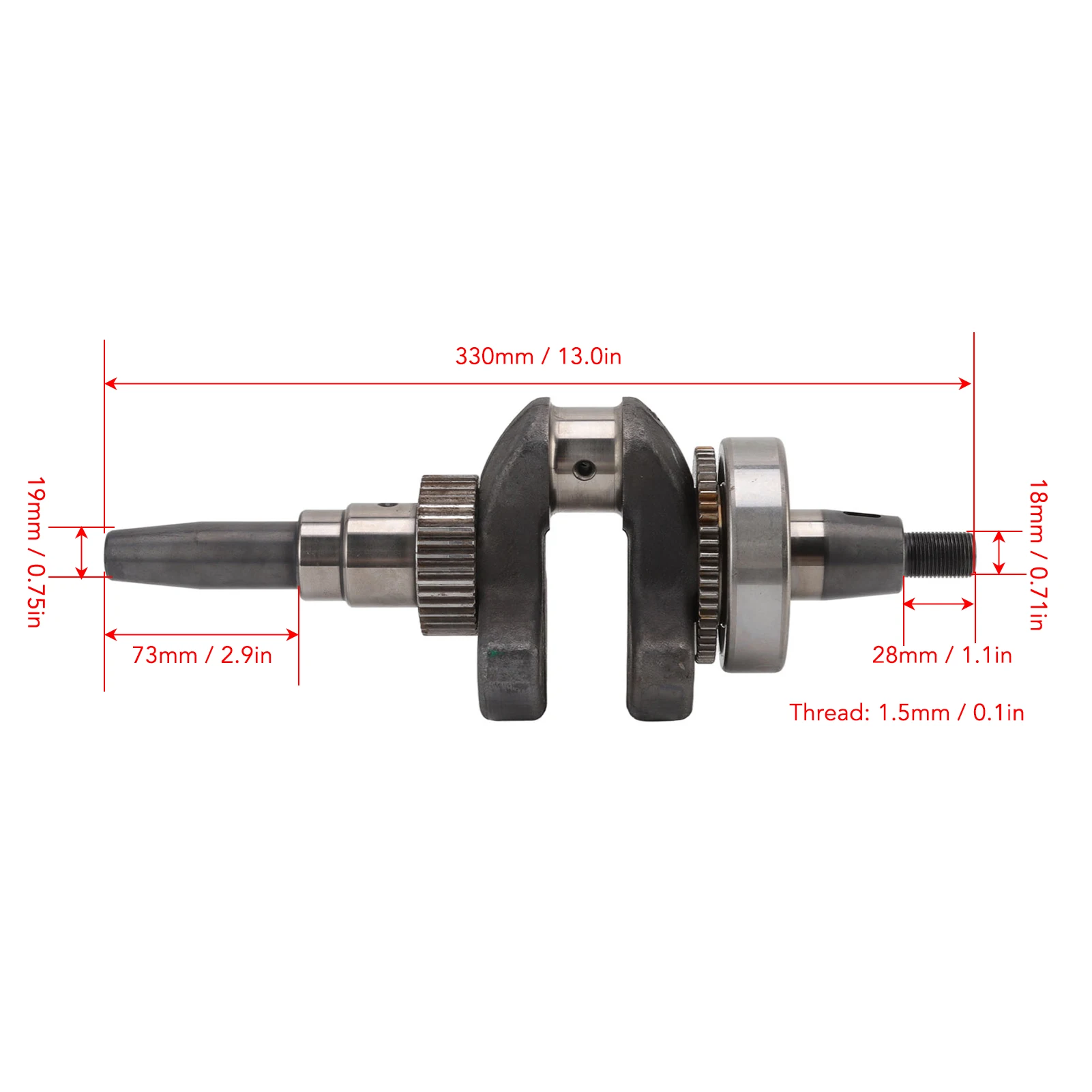 Tapered Crankshaft for 5kw Single Cylinder Air Cooler Crankshaft Assembly with Gear 6308 Bearing for 188F Diesel Generator
