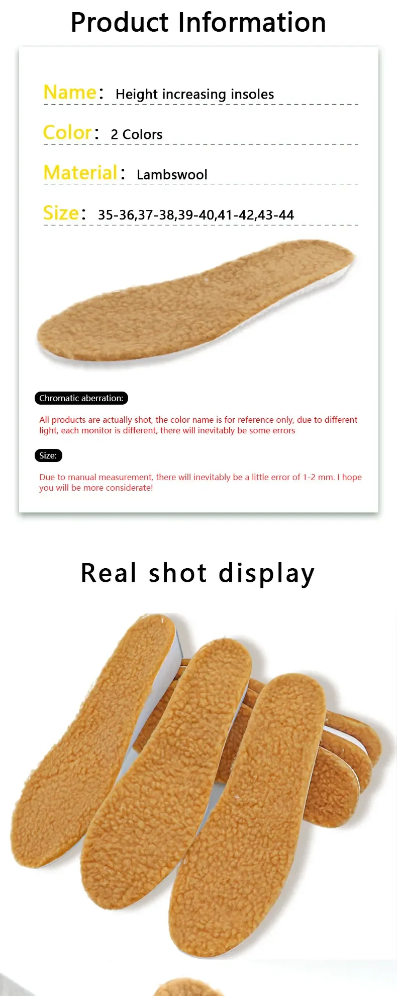 1 Pair Winter Warm Height Increase Insoles, Sports Shock Absorption Shoe Pads for Men & Women, Shoe Accessories