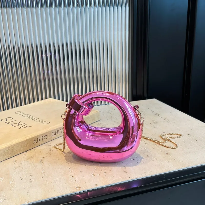 Fashion Crescent Mini-Abendtasche mit Acrylkette für Damen, Schulter- und Umhängetasche