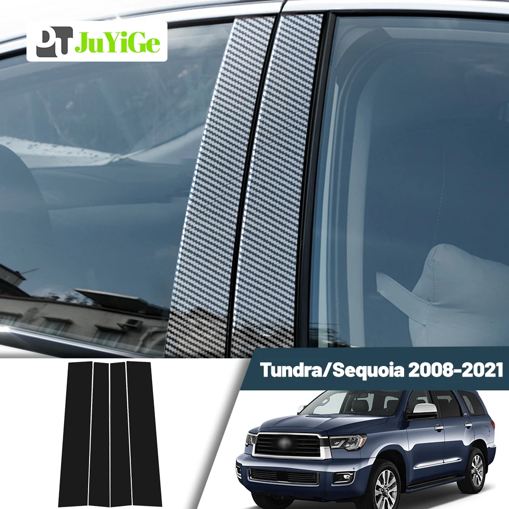 

Glossy Black Carbon Fiber Window Door Deal B C Pillar Post Cover Sticker For Toyota Tundra Sequoia 2008-2021 2009 2010 2011