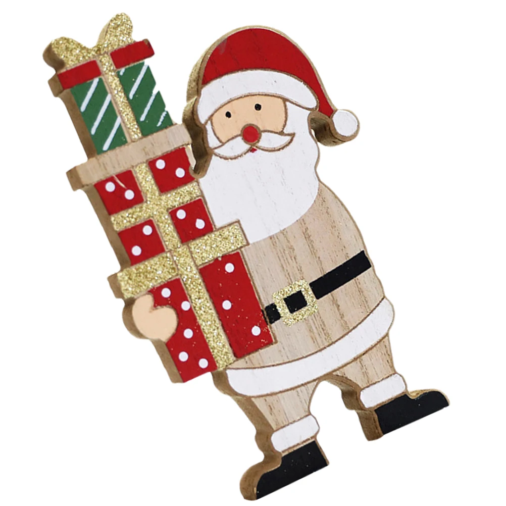 

Santa Claus Xmas Table Decoration Wooden Christmas Sign Ornament for Home Business Places Holiday Santa Claus Table Decoration