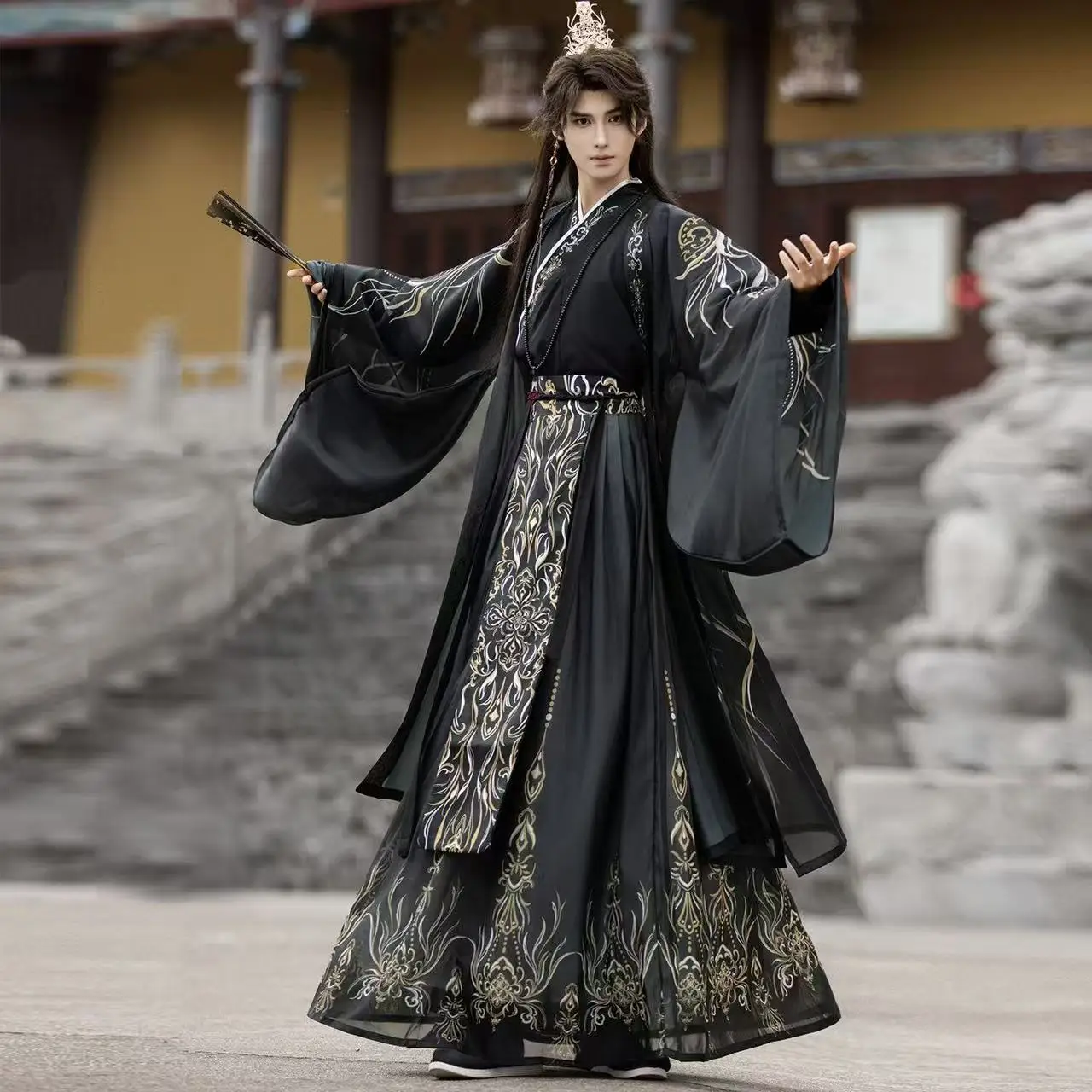 Halloween Dark Black Wuxia Hanfu Men Women Traditional Chinese Clothing Night Party Royal Guards Cosplay Costume Hanfu for Male
