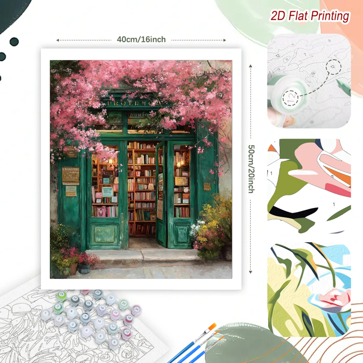 RUOPOTY Paint By Numbers Wall Bookstore  Decor Diy Gift Landscape Canvas for Painting Kits Home Wall Art Decor Diy Making Kits