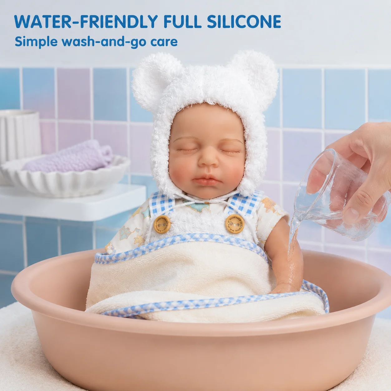 12Inch Lifelike Reborn Baby Doll Full Silicone Washable Closed‑Mouth Mini Newborn Realistic Cuddly Doll Random Clothing For Coll