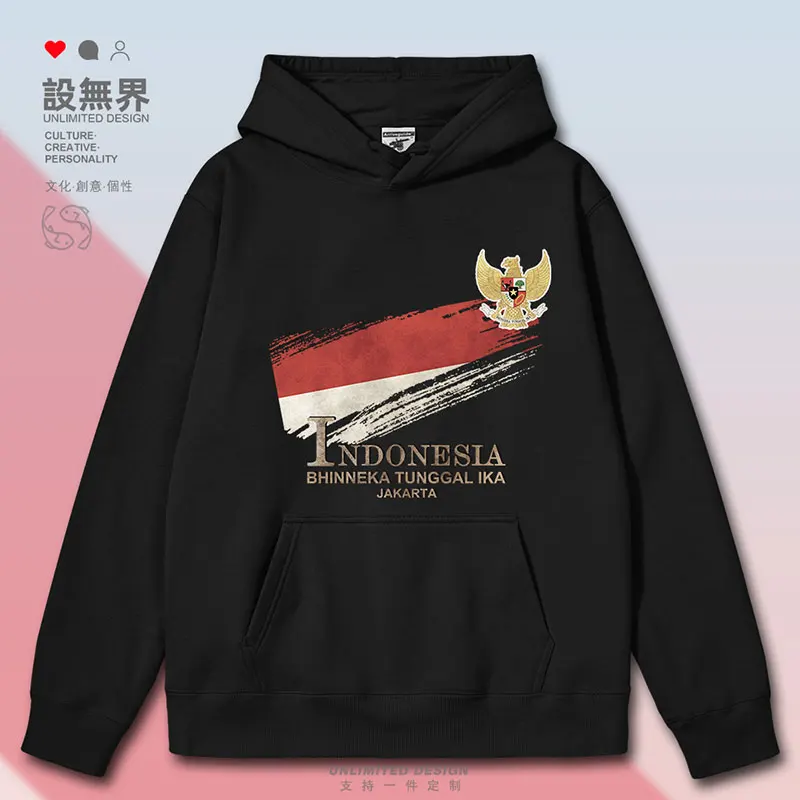 

Indonesia Jakarta Flag Emblem National Retro mens hoodies clothing printed streetwear men's hoodie white clothes autumn winter