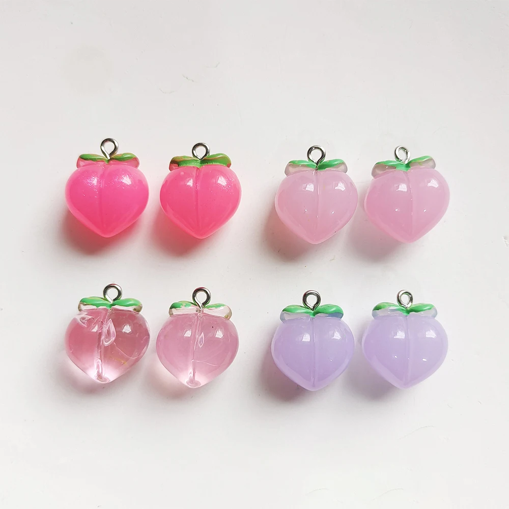 

10PcsTransparent Peach Flat Resin Charms Pendant for Jewelry Making Accessories DIY Earrings Necklace Keychain Decoration