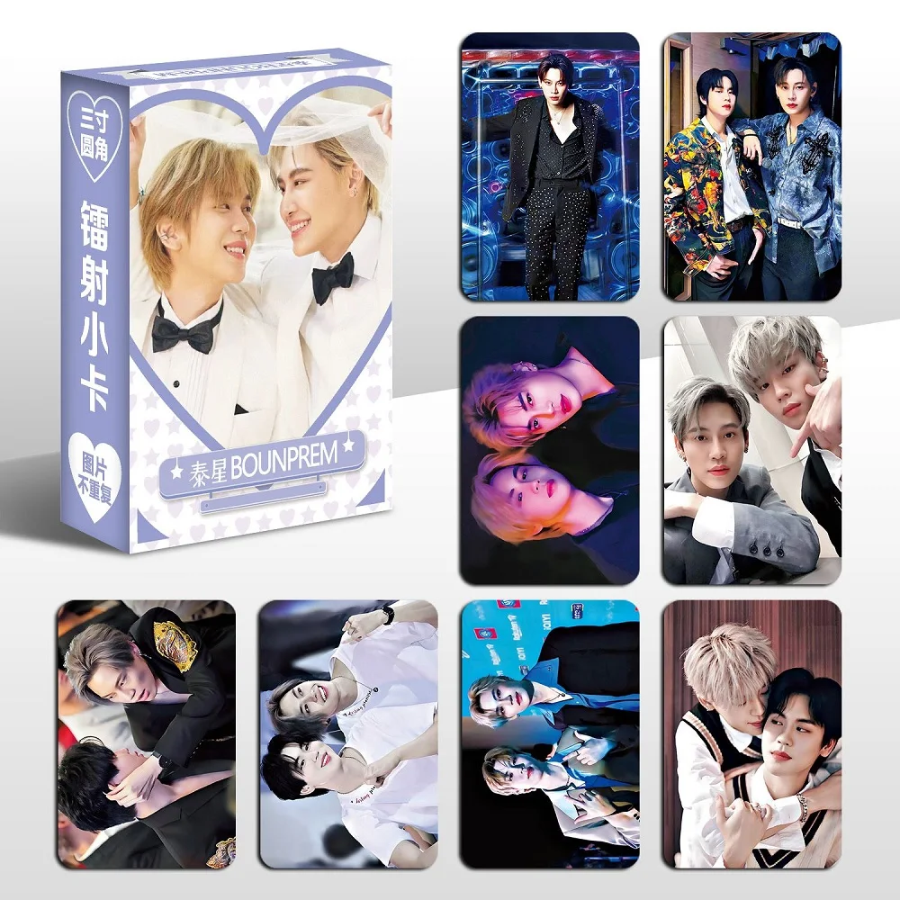 55 Sheets/Set Thailand Stars BounPrem Laser Lomo Card  Boun Prem Figure Mini Postcard HD Photo Cards Fans Collection Gift