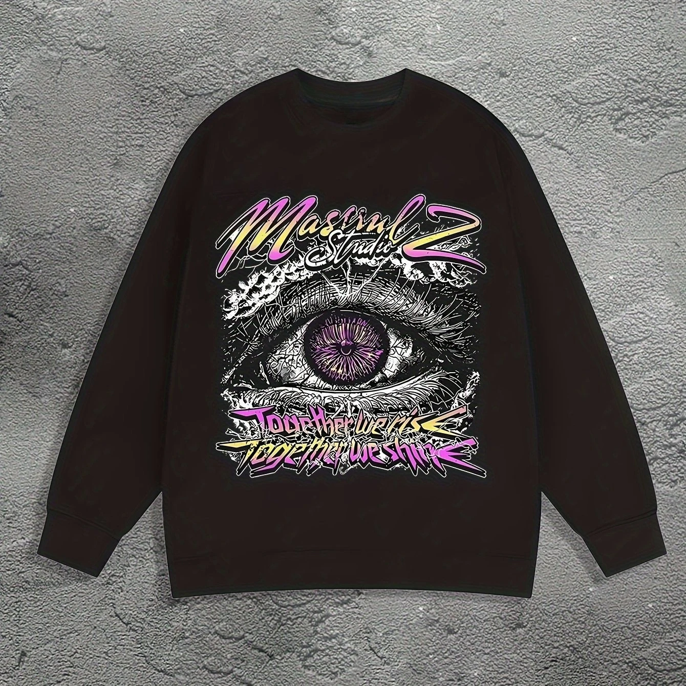 

Retro Eye Pattern Print Autumn and Winter Men's and Women's Long Sleeved Sportswear Casual Loose Outdoor Street Sports Training