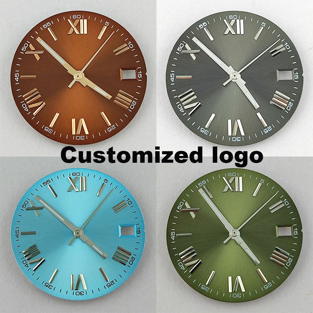 High quality 28.5mm Roman index dial compatible with NH35nh36 movement dial customizable logo watch replacement accessories